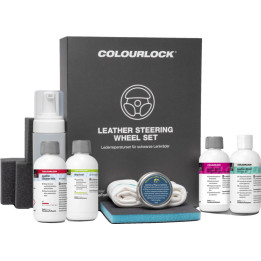 COLOURLOCK Leather Steering Wheel Set — melnas ādas stūres remonta komplekts, 100 ml + 15 ml, 1 komplekts