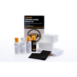 Furniture Clinic Leather Steering Wheel Repair Kit — juodo odinio vairo remonto rinkinys