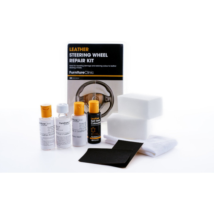 Furniture Clinic Leather Steering Wheel Repair Kit — juodo odinio vairo remonto rinkinys
