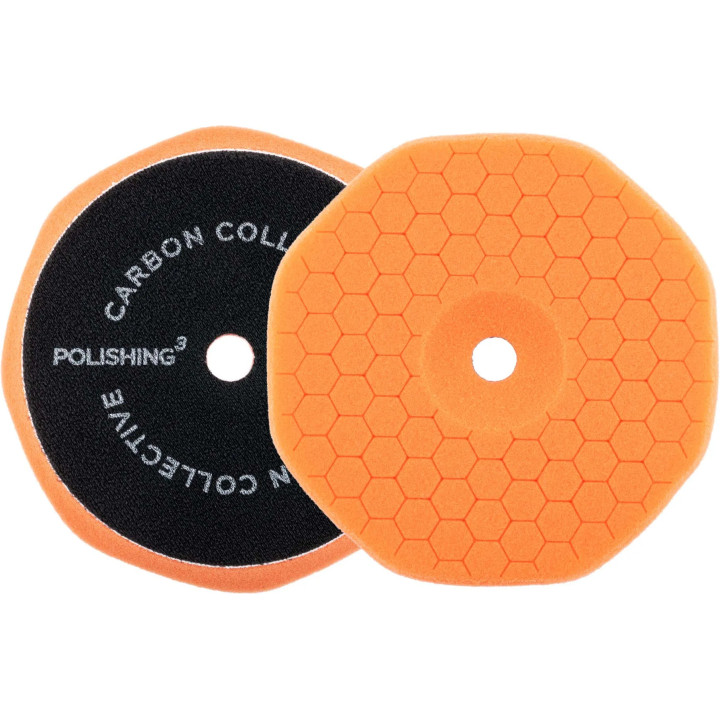 Carbon Collective HEX Foam Polishing Pad — 5 in / 125 mm, Polishing 3 Orange