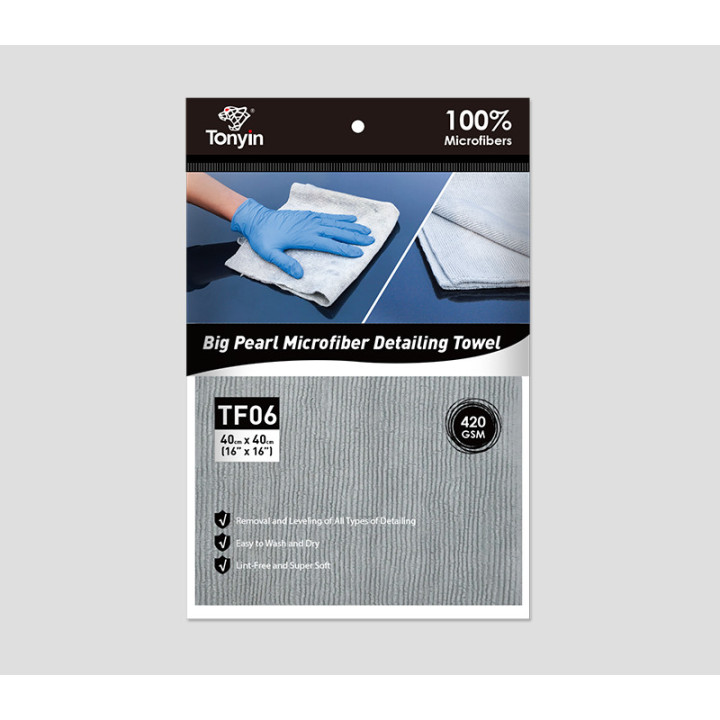 Tonyin TF06 Big Pearl Microfiber Detailing Towel — polish and coating wipe, 40 × 40 cm