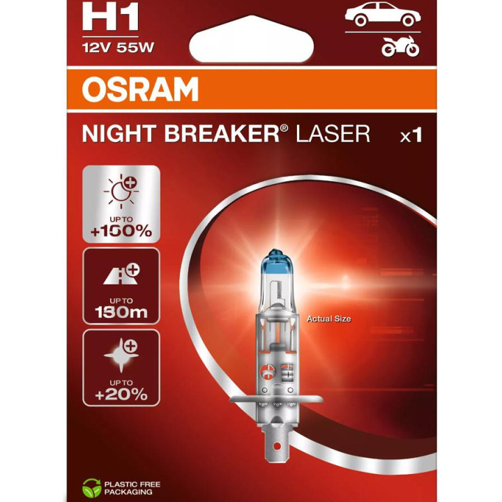 OSRAM NIGHT BREAKER LASER H1 — галогенная лампа головного света, 1 шт.