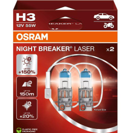 OSRAM NIGHT BREAKER LASER H3 — halogeen-esilaterna pirn, 2 tk