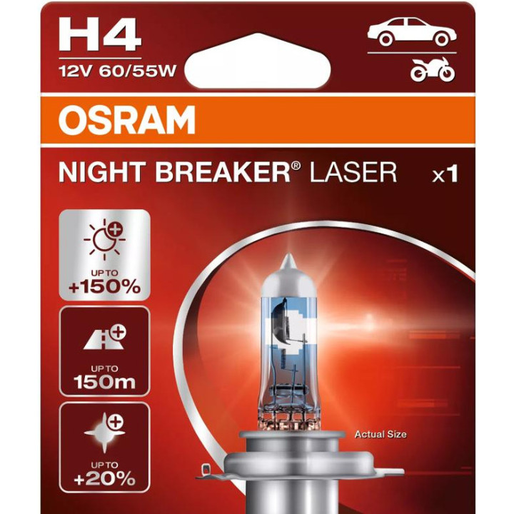 OSRAM NIGHT BREAKER LASER H4 — галогенная лампа головного света, 1 шт.