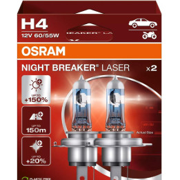 OSRAM NIGHT BREAKER LASER H4 — halogeen-esilaterna pirn, 2 tk