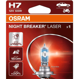 OSRAM NIGHT BREAKER LASER H7 — halogēnā priekšējo lukturu spuldze, 1 gab.