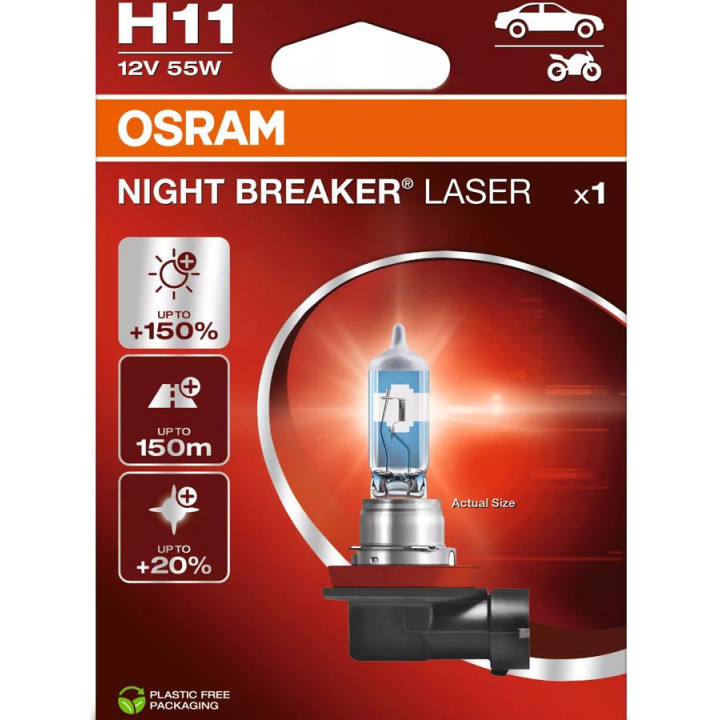 OSRAM NIGHT BREAKER LASER H11 — halogeen-esilaterna pirn, 1 tk