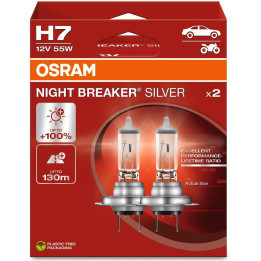 OSRAM NIGHT BREAKER SILVER H7 — halogēnā priekšējo lukturu spuldze, 2 gab.