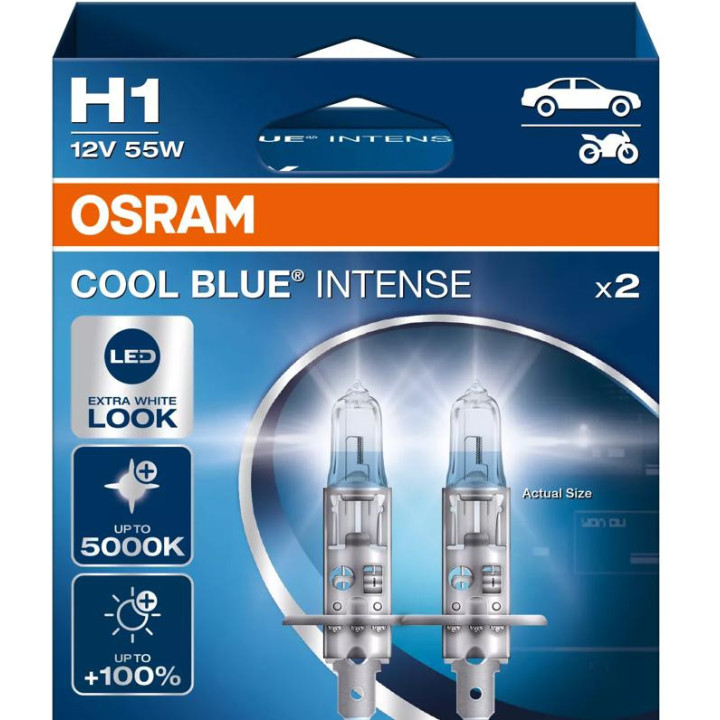 OSRAM COOL BLUE INTENSE H1 — halogeen-esilaterna pirn, 2 tk