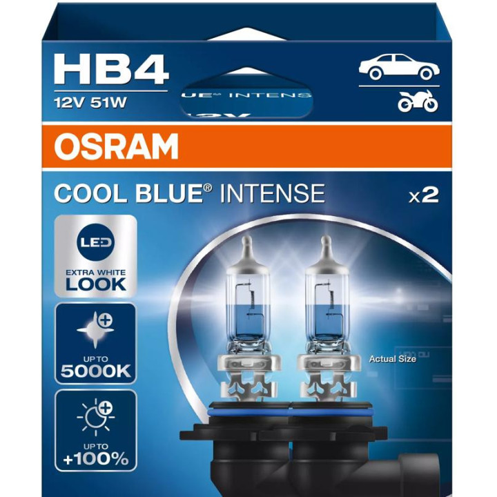 OSRAM COOL BLUE INTENSE HB4 — halogēnā priekšējo lukturu spuldze, 2 gab.