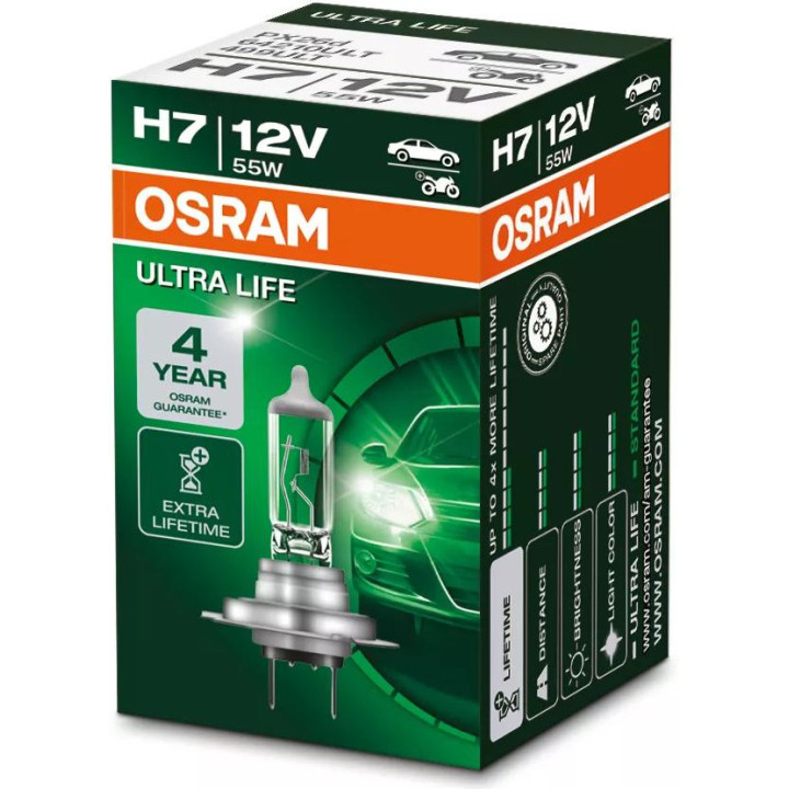 OSRAM ULTRA LIFE H7 — halogeninė priekinio žibinto lemputė, 1 vnt.