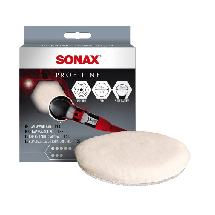 SONAX PROFILINE ėriuko vilnos poliravimo padas 133 mm, 125 mm lėkštei, 1 vnt. — SX04931410