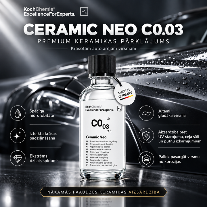 Koch-Chemie Ceramic Neo C0.03 paint coating, 30 ml — brochure artwork; no extra contents implied